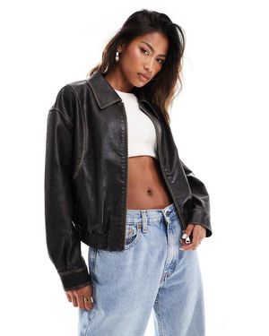 In The Style Distressed Collar Jacket - Blue