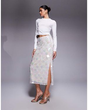 ASOS Embellished Disc Sequin Midi Skirt - Blue
