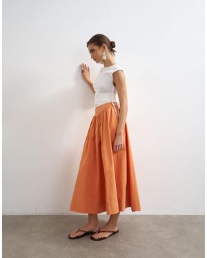TOPSHOP Dropped Waist Saloon Midaxi Skirt - Orange