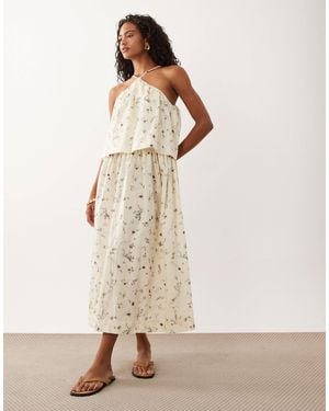 ASOS Halter Double Layer Maxi Dress - Natural
