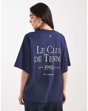 4th & Reckless Oversized T-Shirt Met Geborduurd Tennis Club-Logo - Blauw