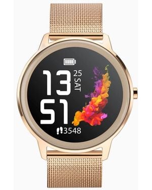 Sekonda Reloj Para Mujer Con Pantalla Lcd De 44 Mm Y Correa De Malla De Acero Inoxidable Flex De -Rosa - Gris