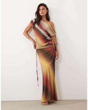 ASOS Gonna Maxi Coordinata Con Arricciatura, Vita Media E Taglio A Coda Di Pesce A Righe Sfumate - Multicolore
