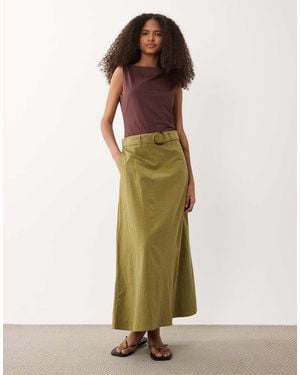 Jdy Maxi Rok Van Linnenmix Met Hoge Taille En Riem - Groen
