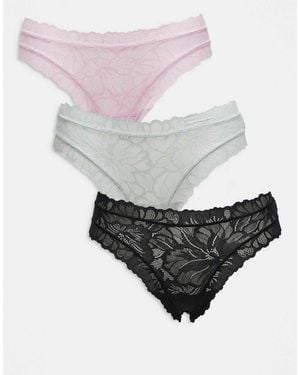 Lindex – 3er-pack brazilian-fit-slips aus spitze - Weiß