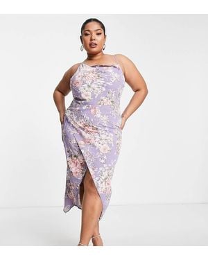 Missguided Satin Midaxi Cami Dress With Cowl Neck - Blue
