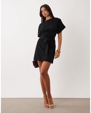 ASOS Circular Ruched Waist Mini Dress - Black