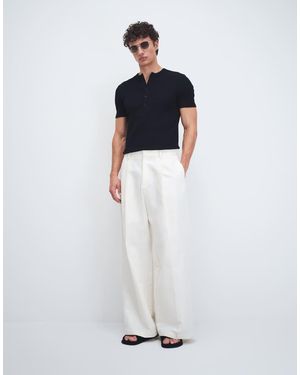 ASOS Tailored Pleated Linen Rich Loose Leg Trousers - White