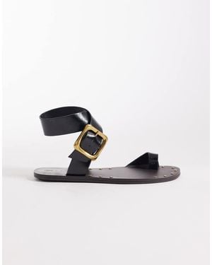 ASOS Freely Toe Loop Cross Strap Flat Sandals - Black