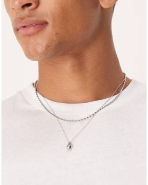 ASOS 2 Pack Waterproof Stainless Molten Drop Pendant Necklace - White