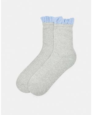 Pull&Bear Poplin Sokken Met Ruche - Wit