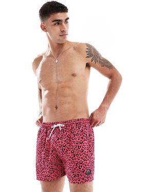OOSC – pink leopard – badeshorts für herren - Rot