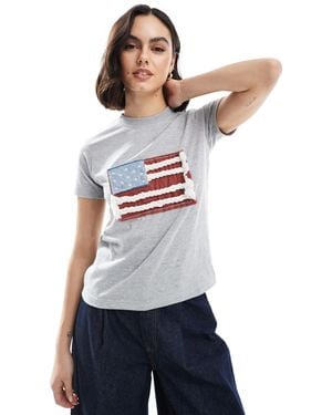 Daisy Street Applique Flag T-Shirt - White