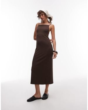 ARKET Vestito Midi Compatto A Coste Cioccolato Senza Maniche Con Scollo Squadrato - Bianco