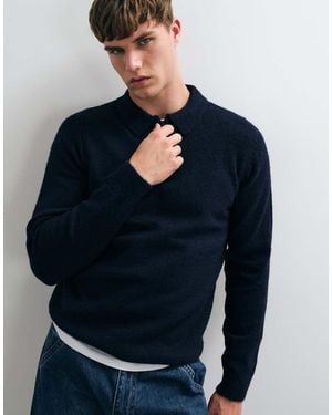 Threadbare Polo De Punto Clásico Con Cremallera De 1/4 En - Azul