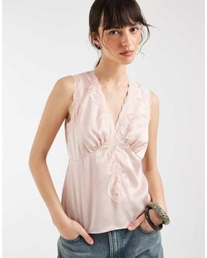 New Look Satin Lace Cami - Natural