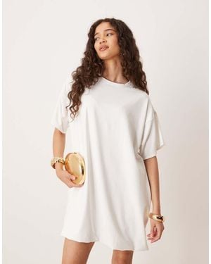 ASOS Cotton Touch Bubble Tee Shirt Mini Dress - White