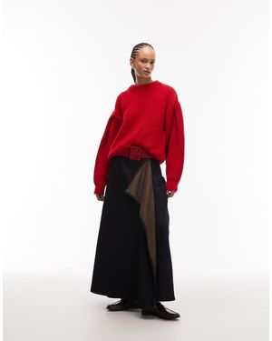 ASOS Denim Hanky Hem Skirt - Red