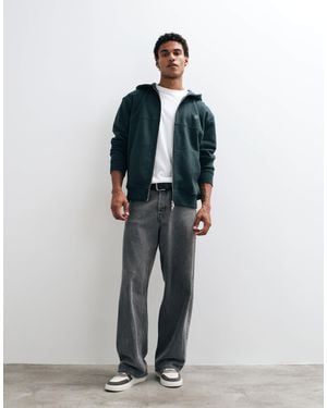 Threadbare Zip Through Relaxed Fit Hoodie - Green