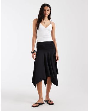 ASOS Slinky Hanky Hem Skirt - White