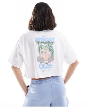 Cotton On Resort Club Crop T-shirt - White