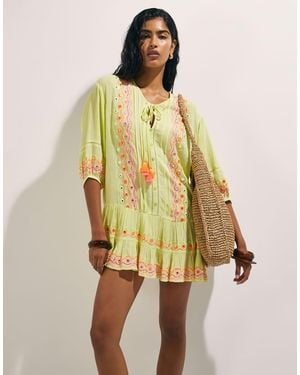 River Island Mirror Embellished Mini Beach Dress - Yellow