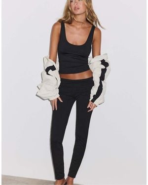 Stradivarius Turn-Down Waistband Leggings - Black