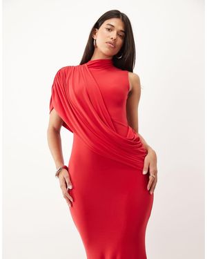 ASOS Backless Drape Sleeveless Maxi Dress - Red