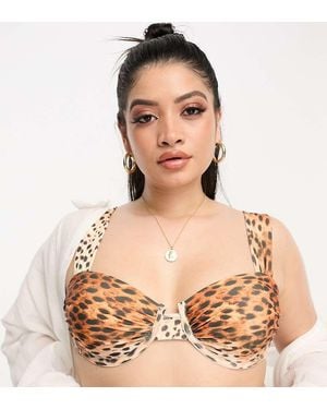River Island Animal Print Balconette Bikini Top - Natural