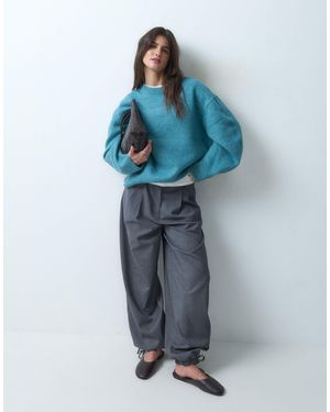 ASOS Curved Sleeve Oversized Sweater - Blue