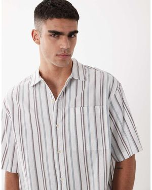 ASOS Boxy Oversized Textured Stripe Shirt - Grey