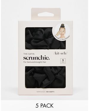 Kitsch Satin Sleep Scrunchies 5 Pack - Black