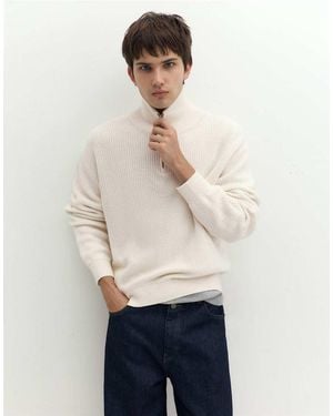 Pull&Bear Trui Met Halve Rits - Wit