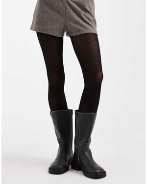 Pretty Polly Zebra Print Tights - Black