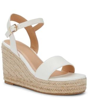 SEQWL Espadrille Wedge Heel Sandals With Ankle Buckle Strap - White