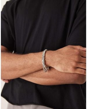 ASOS Festival Semi-Precious Labradorite And Chain 2 Pack Bracelet - Black