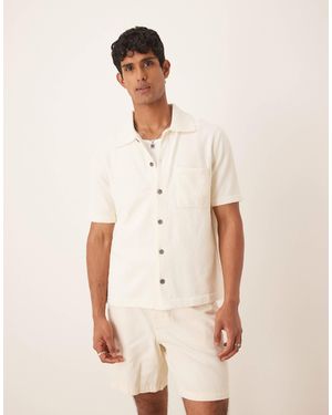 ARKET Boucle Textured Knitted Short Sleeve Shirt - Gray