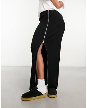 & Other Stories Knitted Minimal Midaxi Skirt With Zip Detail - Black