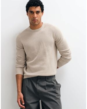 Mango Pull en maille à col rond beige - Neutre