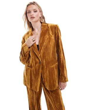 ASOS Crinkle Velvet Blazer Co-ord - Brown