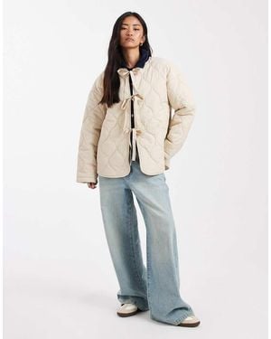 Vero Moda Tie Front Quilted Jacket - Blue