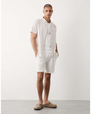 Threadbare Linen Mix Drawstring Waist Shorts - White