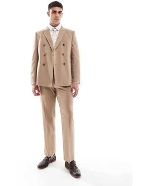 ASOS Double Breasted Regular Suit Jacket - Natural
