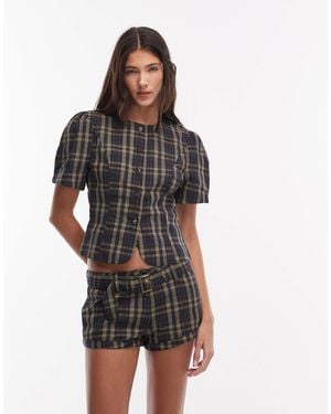Lioness Femme Cotton Rich Puff Sleeve Button Up Blouse Co-ord - Black