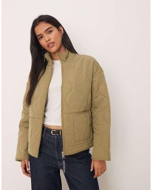 Jdy Onion Quilted Zip Through Jacket - Natural