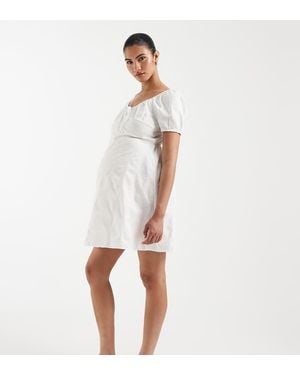 Vero Moda Cotton Broderie Puff Sleeve Milkmaid Mini Dress - White