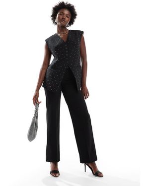 ASOS Gilet Con Spalle Molto Accentuate E Applicazioni A Caldo - Nero
