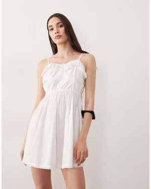 Aray Semi-sheer Beach Mini Dress With Broderie Trim - Natural