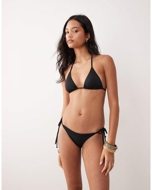 Cotton On Side Tie Brazilian Bikini Bottoms - Natural