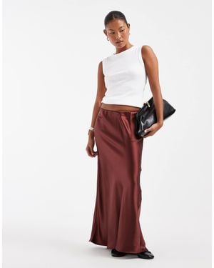 ASOS Asos Design Petite Satin Bias Maxi Skirt - Red